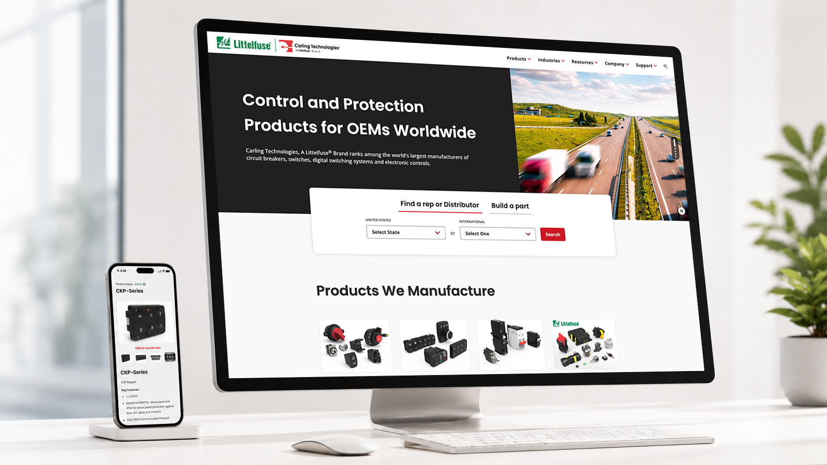 Carlingtech.com shown on desktop and mobile displays