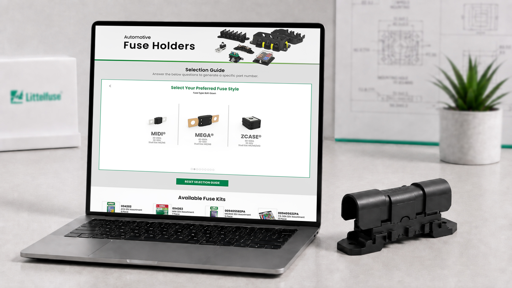 Fuse Holder Selector Tool shown on a laptop